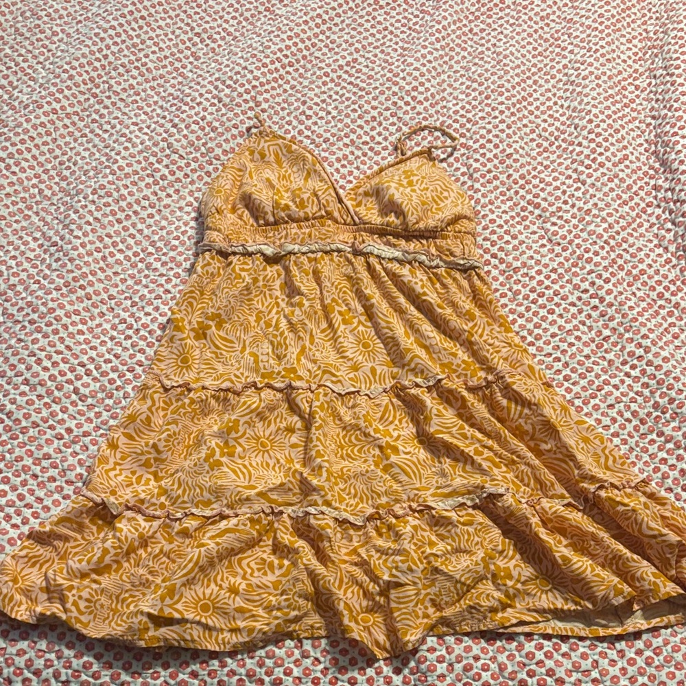 No Boundaries Sunshine Yellow Floral Tiered Sundress